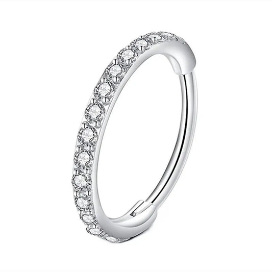 Crystal Septum Hoop Clicker Nose Ring Jewelry