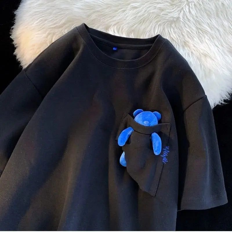 Men's Casual Pocket Teddy Bear T-Shirt