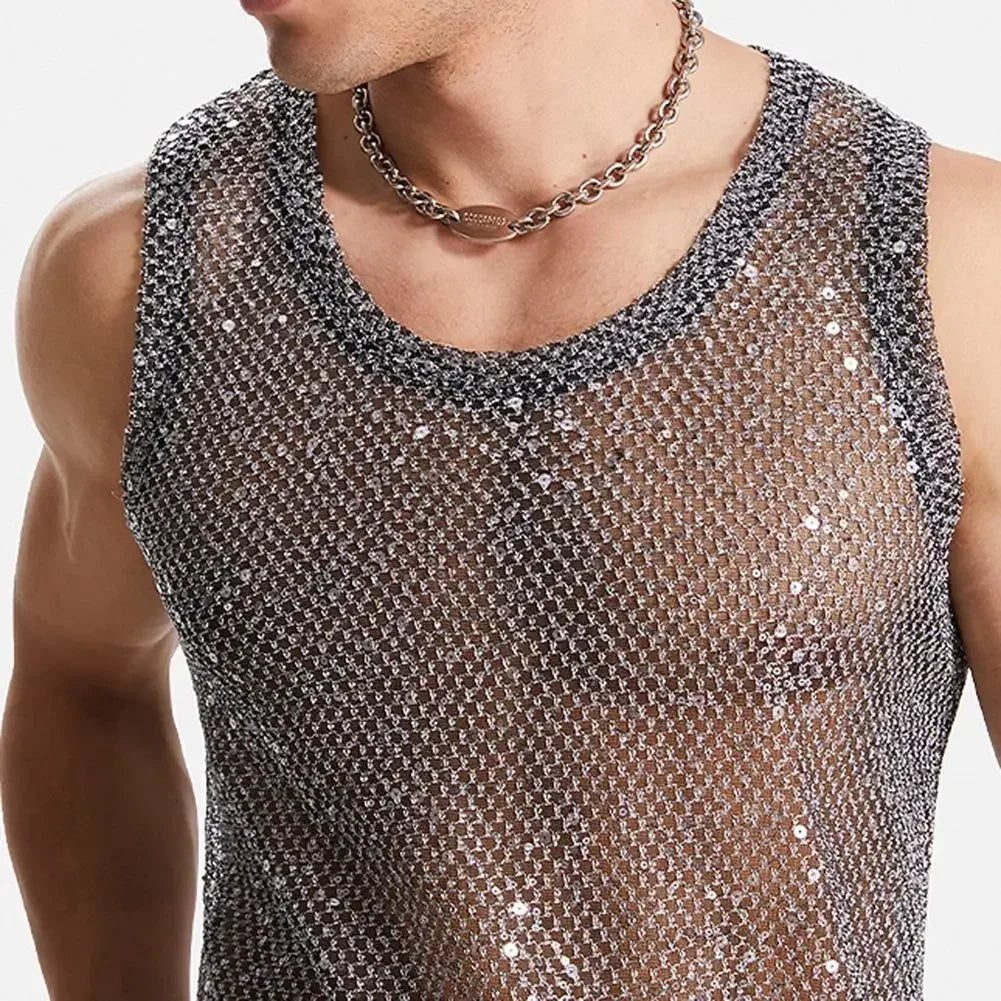 Men's Sexy Mesh Tank Top for Parties