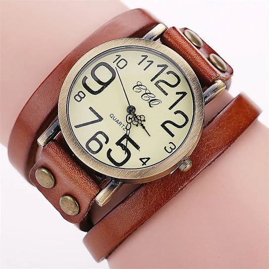 Vintage Unisex Arabic Dial Leather Watches