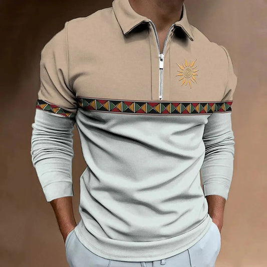 Retro Color Block Men's Golf Polo Shirt