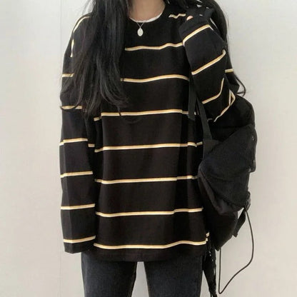 Chic Striped Long Sleeve T-Shirt for Teens