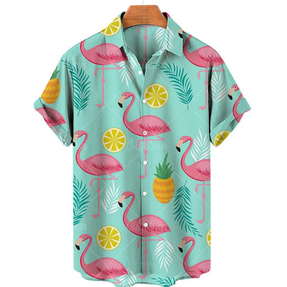Men's Hawaiian Duck Print Short Sleeve Shirt