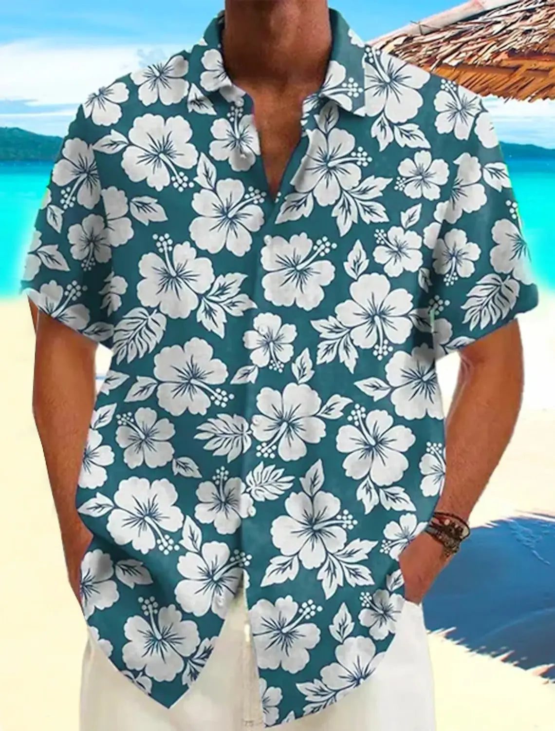 Men's Casual Hawaiian Shirt for Summer Beach