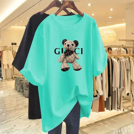 Trendy Oversized Animal Print Cotton T-Shirts