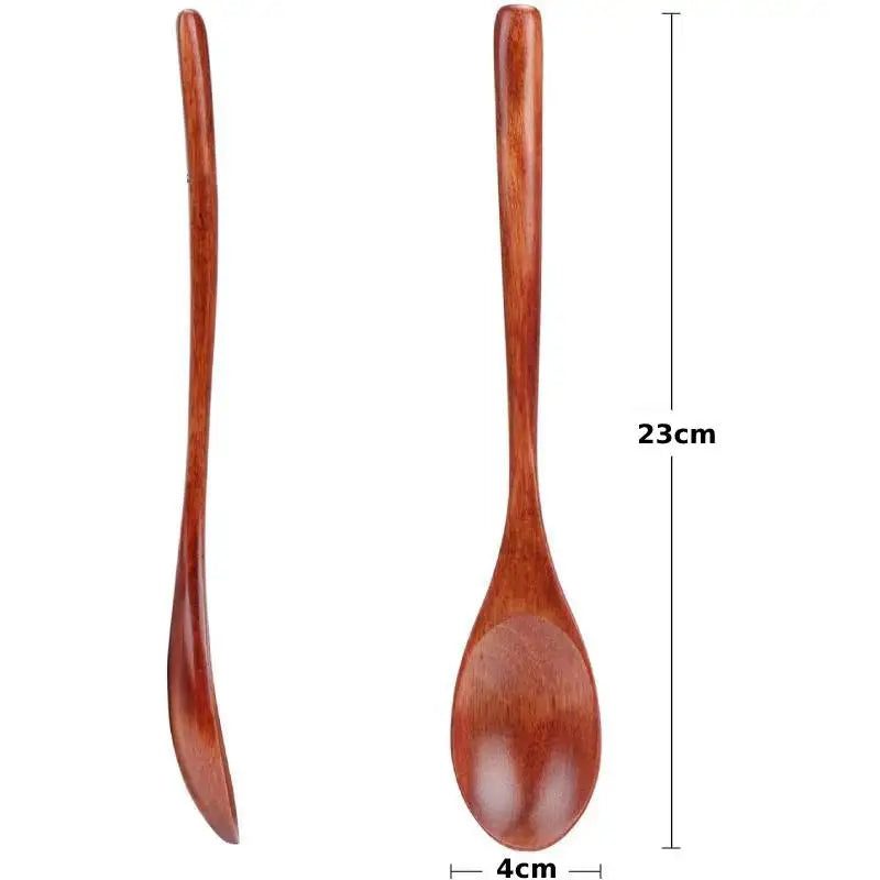 Elegant Wooden Soup Spoons Long Handle Set