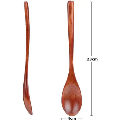Elegant Wooden Soup Spoons Long Handle Set