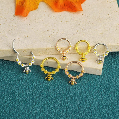 Crystal Septum Hoop Clicker Nose Ring Jewelry