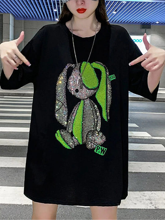 Cool Black Rabbit T-Shirt for Women