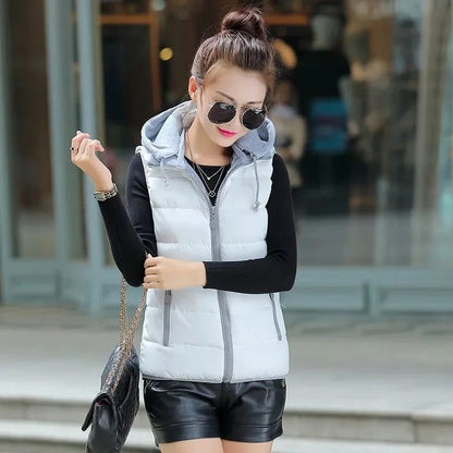 Women Lightweight Hooded Puffer Vest Jacket