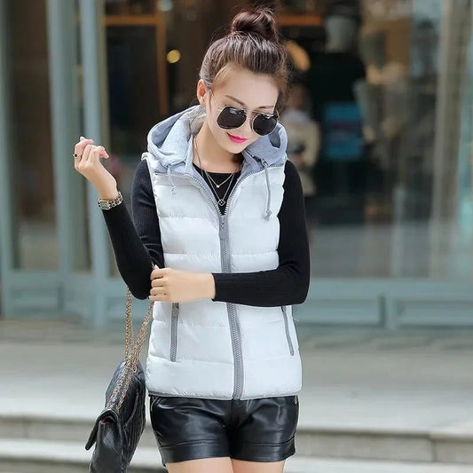 Women Lightweight Hooded Puffer Vest Jacket