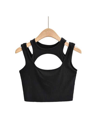Women Sexy Solid Color Crop Tops Set