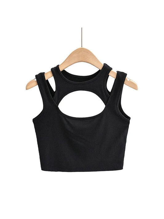 Women Sexy Solid Color Crop Tops Set