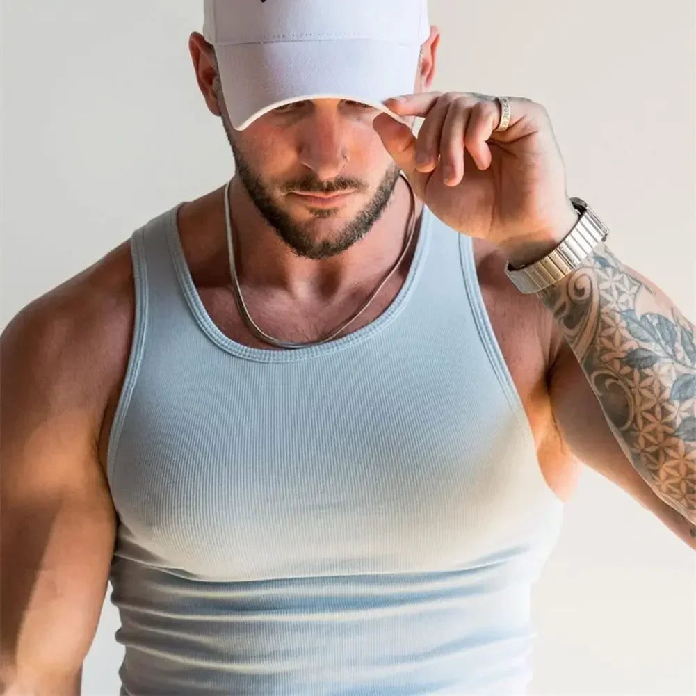 Men's Ribbed Sleeveless Tank Top for Summer