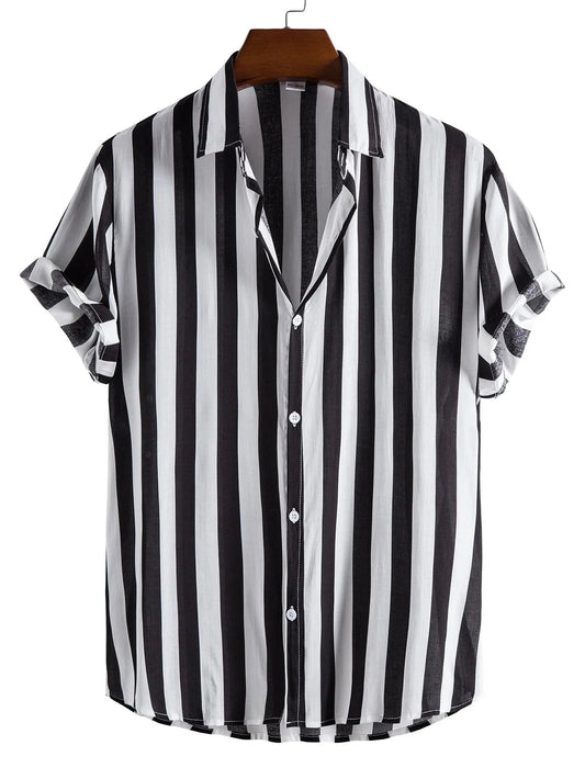 Men's Casual Hawaiian Shirts with 3D Stripes