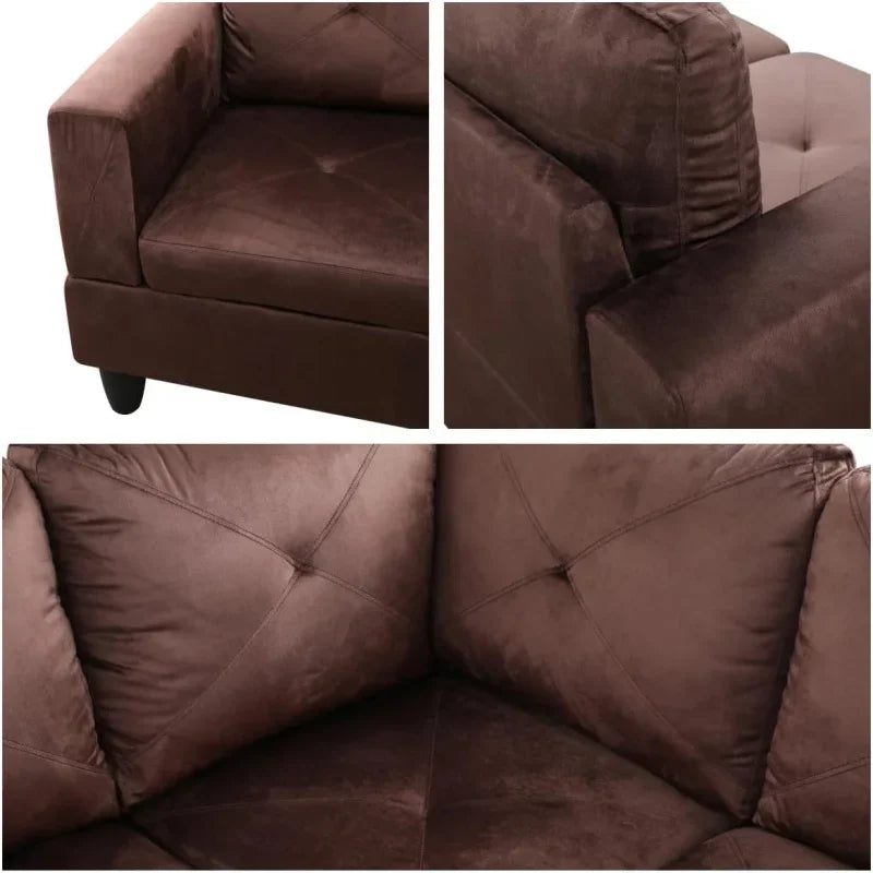 Modern L-Shaped Sofa with Ottoman for Living Room