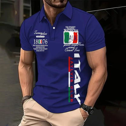 Men's Oversized Italy Graphic Polo Shirt