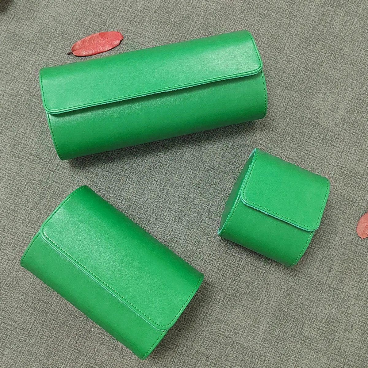 Vintage Leather Watch Roll Travel Case Organizer