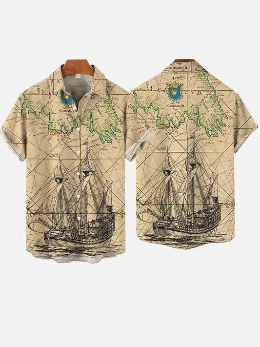 Men's Hawaiian Shirts: Retro Mermaid Print Summer