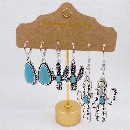 Turquoise Bull Head Earrings Western Jewelry Set