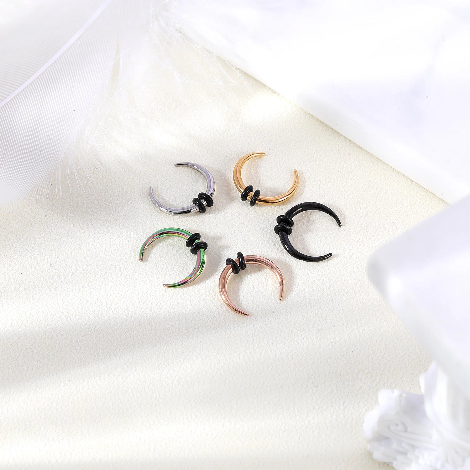 Black Stainless Steel Septum Rings for Piercing