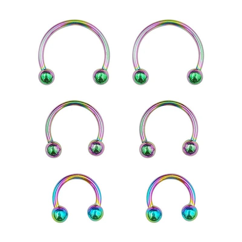 6PCS Stainless Steel Horseshoe Fake Nose Rings