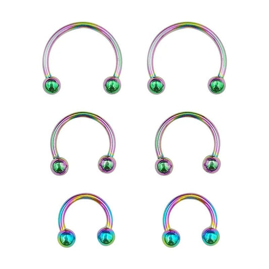 6PCS Stainless Steel Horseshoe Fake Nose Rings