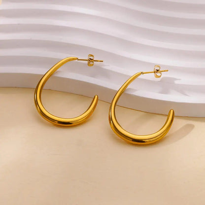 Waterproof Heart Zircon Gold Hoop Earrings