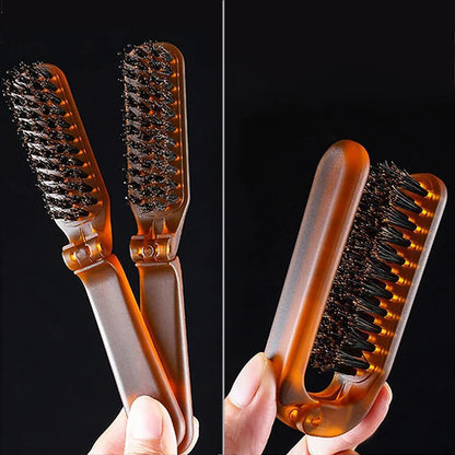 Portable Boar Bristle Hair Brush for Travel