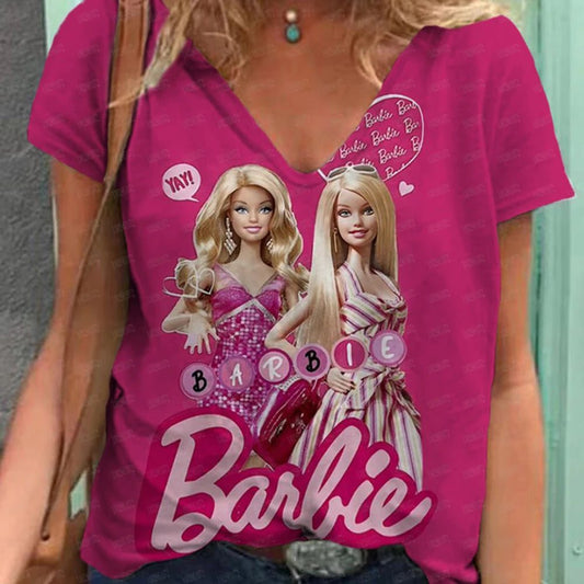 Retro Summer V-Neck T-Shirt for Women