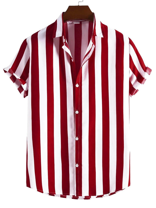 Men's Casual Hawaiian Shirts with 3D Stripes