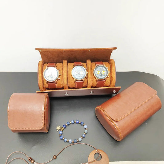Chic Vintage Leather Watch Organizer Travel Case