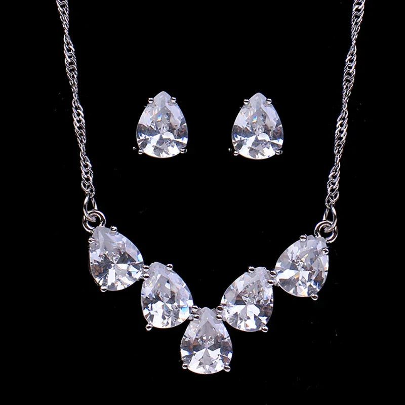 Elegant Bridal Jewelry Set: Water Drop Earrings
