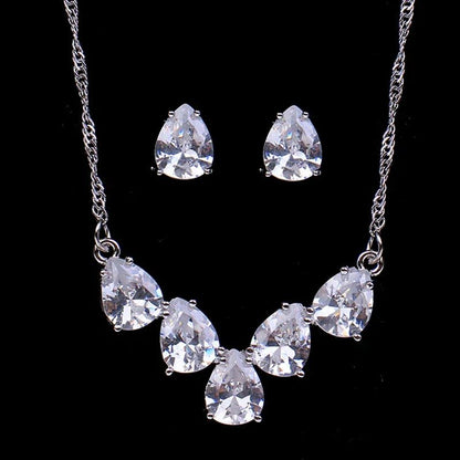 Elegant Bridal Jewelry Set: Water Drop Earrings