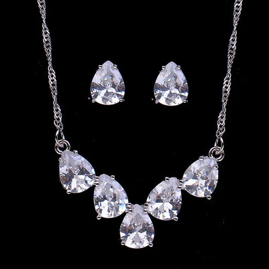 Elegant Bridal Jewelry Set: Water Drop Earrings