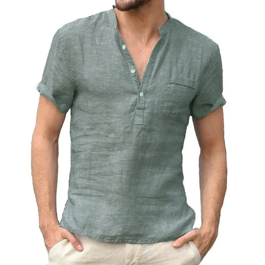 Men's Casual Summer Linen Short Sleeve Shirt