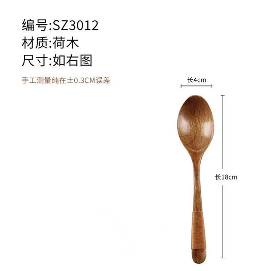 Japanese Wooden Soup Spoons with Long Handle