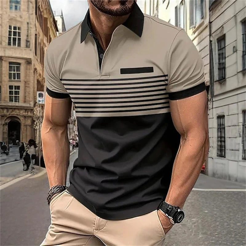 Men's Color Block Golf Shirt for Summer