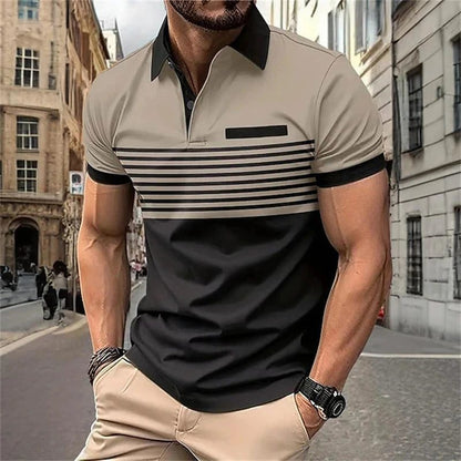 Men's Color Block Golf Shirt for Summer