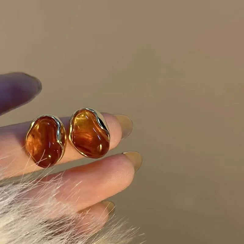 Amber Geometric Stud Earrings for Women