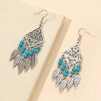 Boho Antique Silver Dangle Earrings for Women