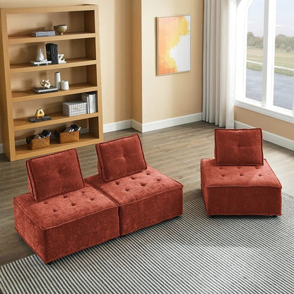 Armless Chenille Accent Chair for Living Room