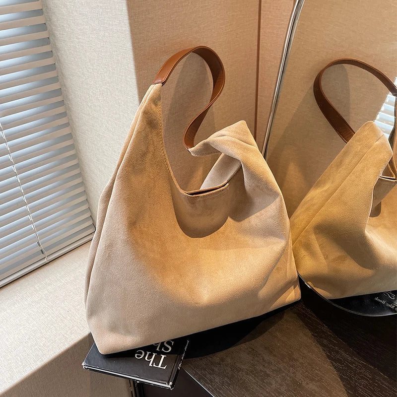 Luxury Suede Shoulder Tote Bags for Women