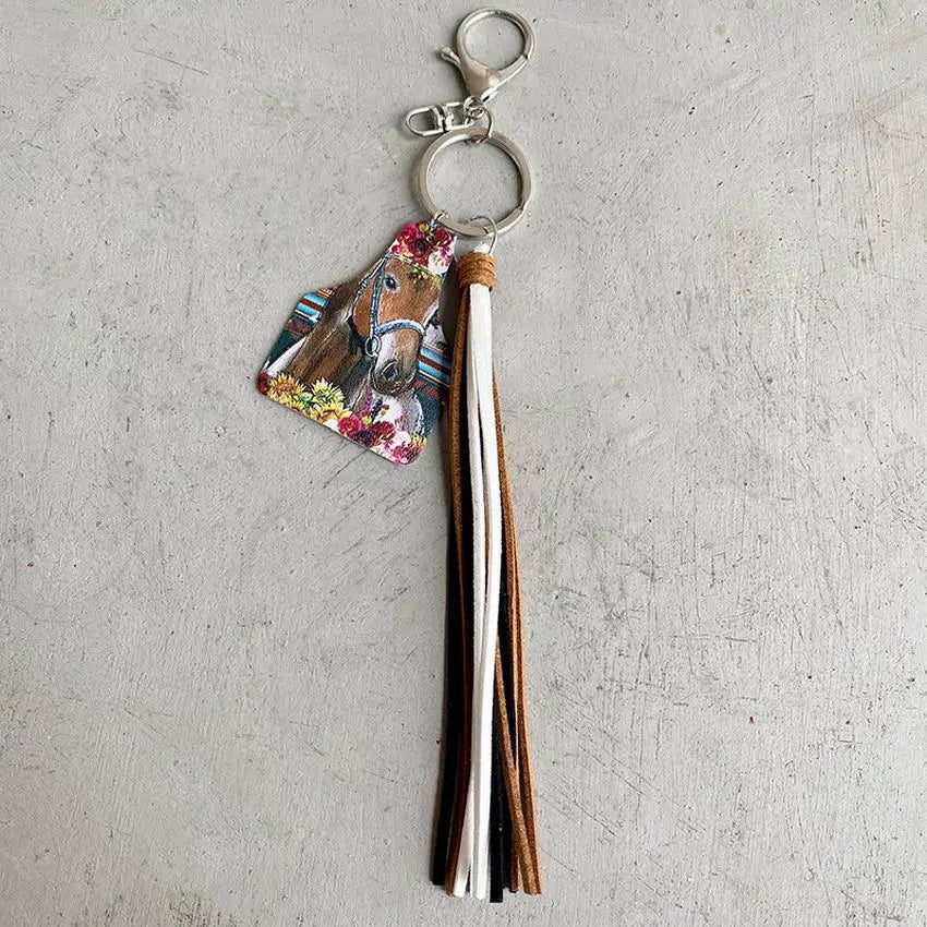 Cow Print Keychain Western Farm Animal Jewelry