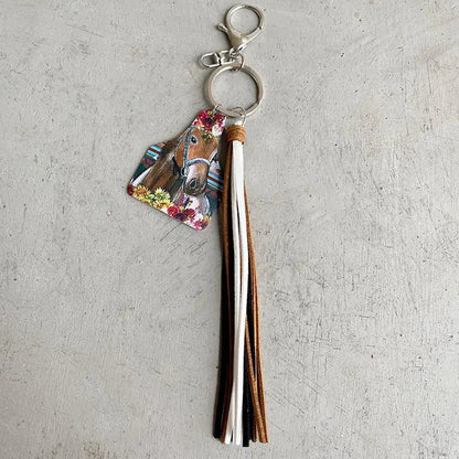 Cow Print Keychain Western Farm Animal Jewelry