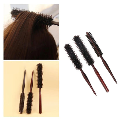 Round Wooden Hair Brush for Volumizing Detangling