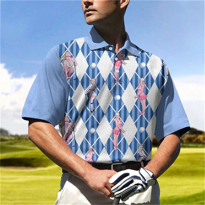 Men's Casual 3D Golf Polo Shirt