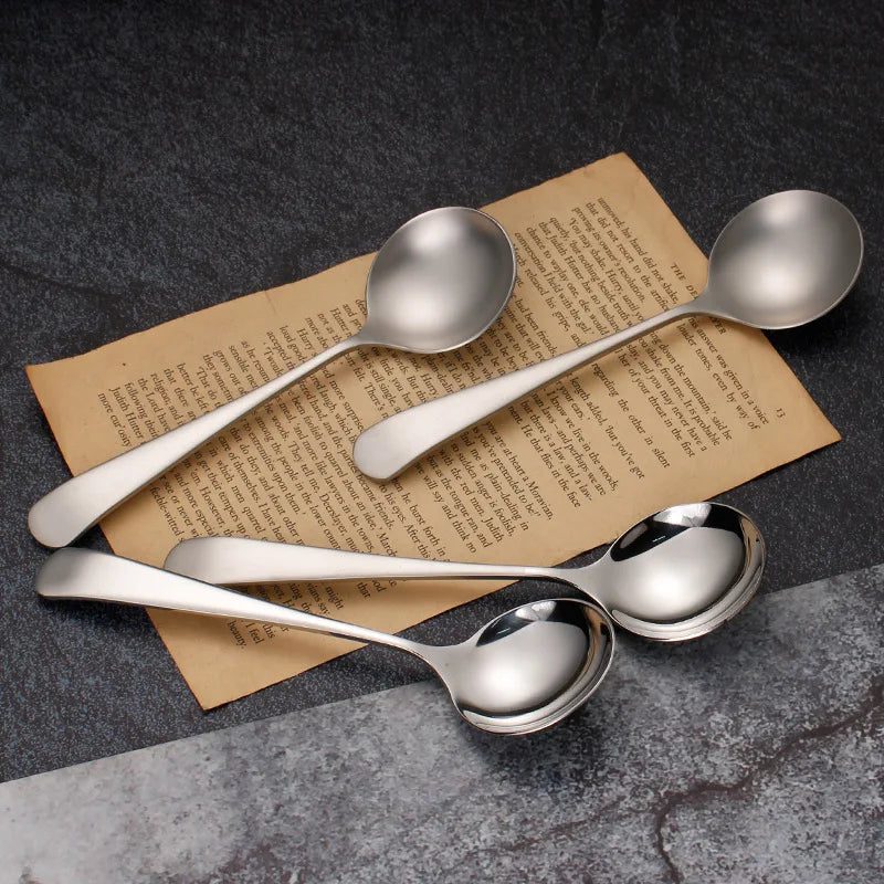 Elegant Retro Matte Stainless Steel Silver Spoon