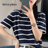Casual Striped Cotton T-Shirt for Women