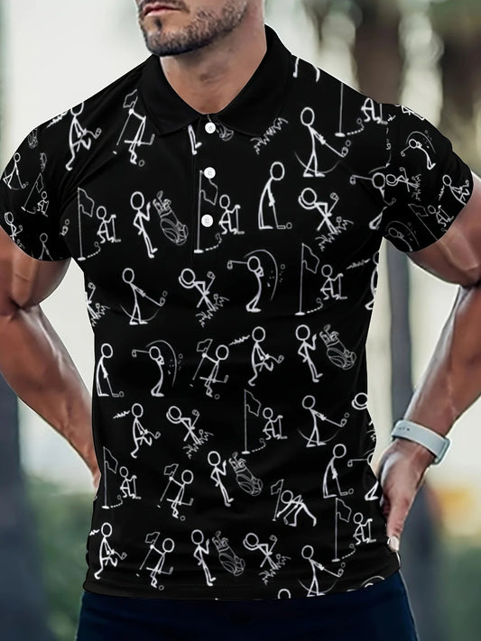Trendy Men's Stick Man Golf T-Shirt